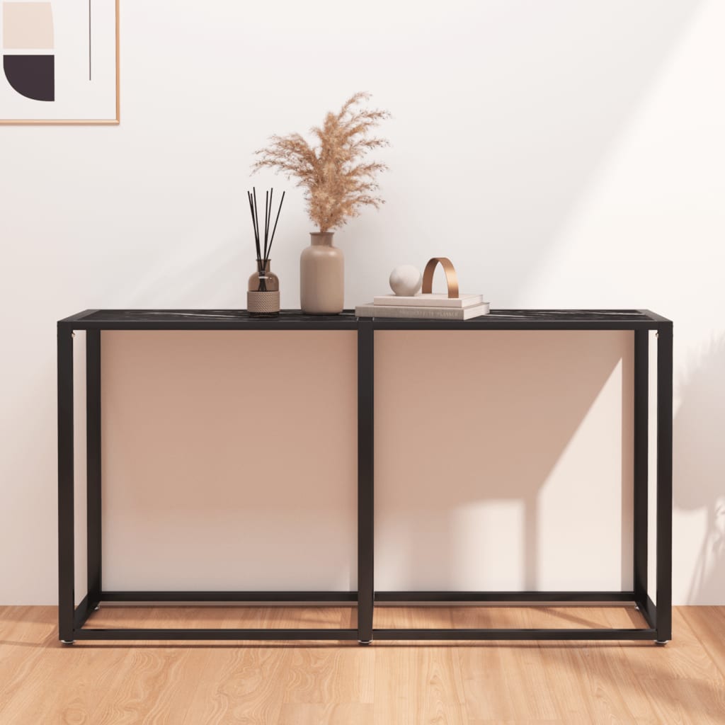 Table console Marbre noir 140x35x75,5 cm Verre trempé - XIOS