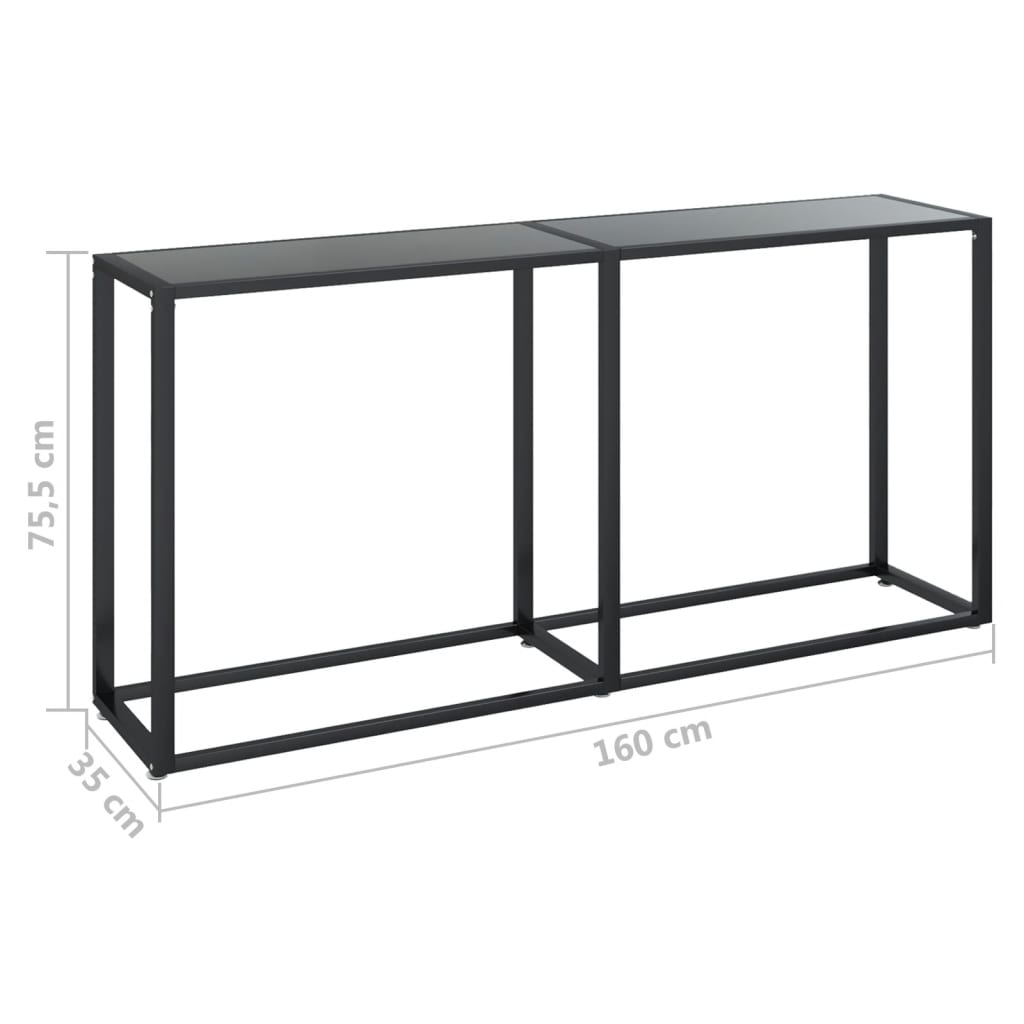 Table console Noir 160x35x75,5 cm Verre trempé - XIOS