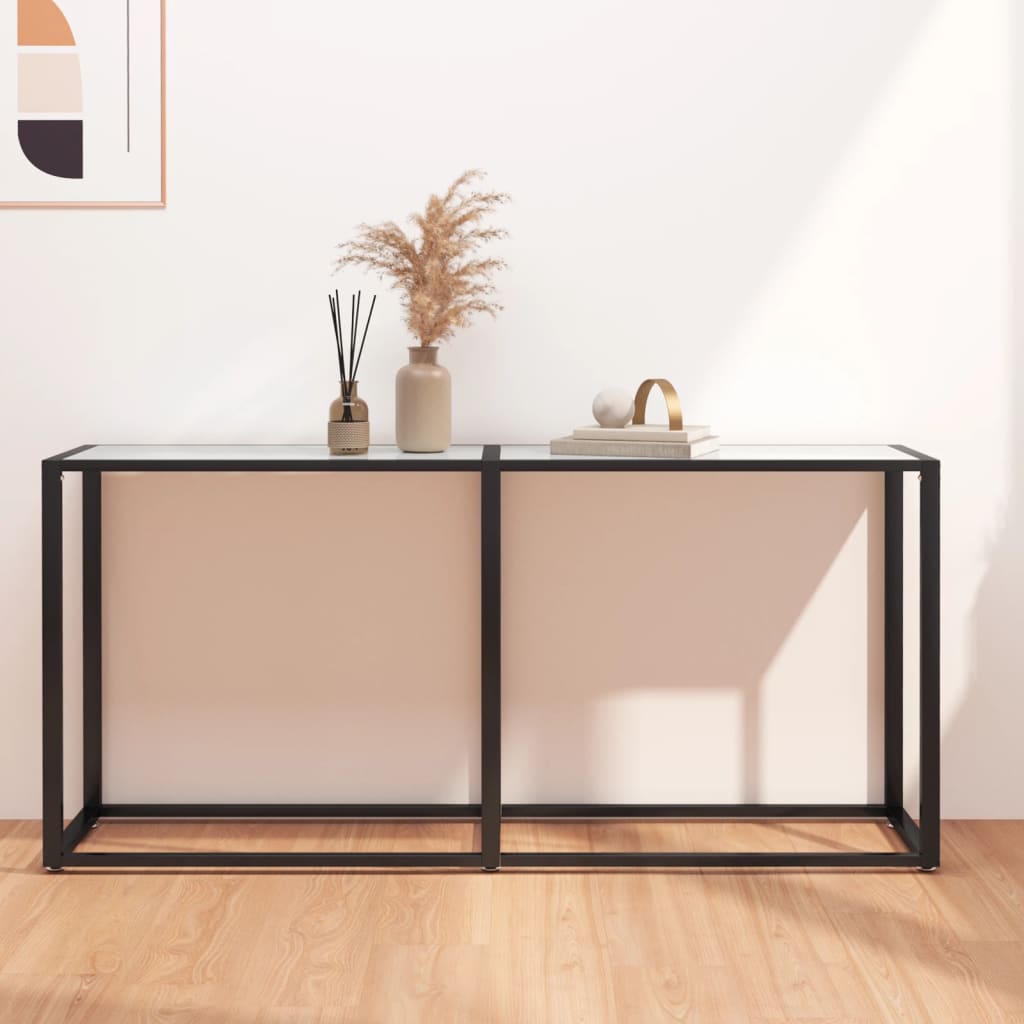 Table console Marbre blanc 160x35x75,5 cm Verre trempé - XIOS