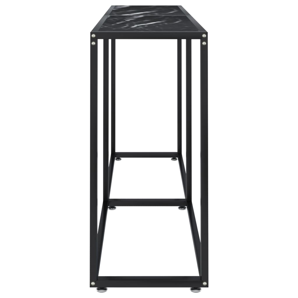 Table console Marbre noir 160x35x75,5 cm Verre trempé - XIOS