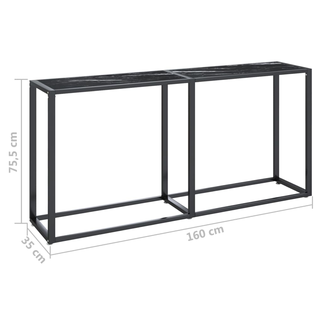 Table console Marbre noir 160x35x75,5 cm Verre trempé - XIOS