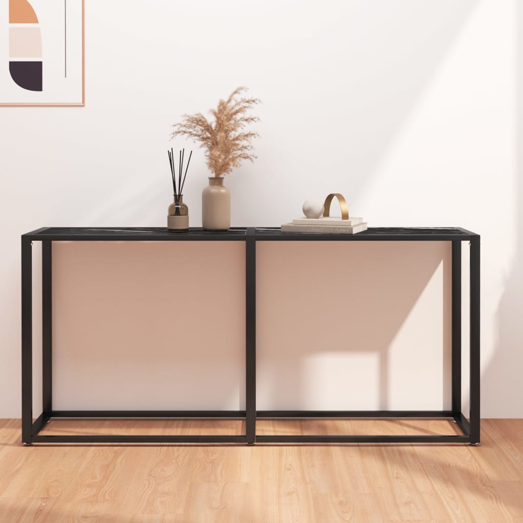 Table console Marbre noir 160x35x75,5 cm Verre trempé - XIOS