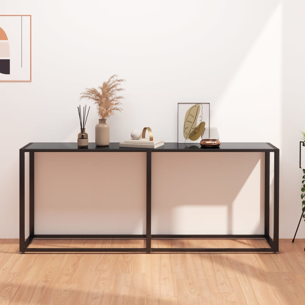 Table console Noir 180x35x75,5 cm Verre trempé - XIOS