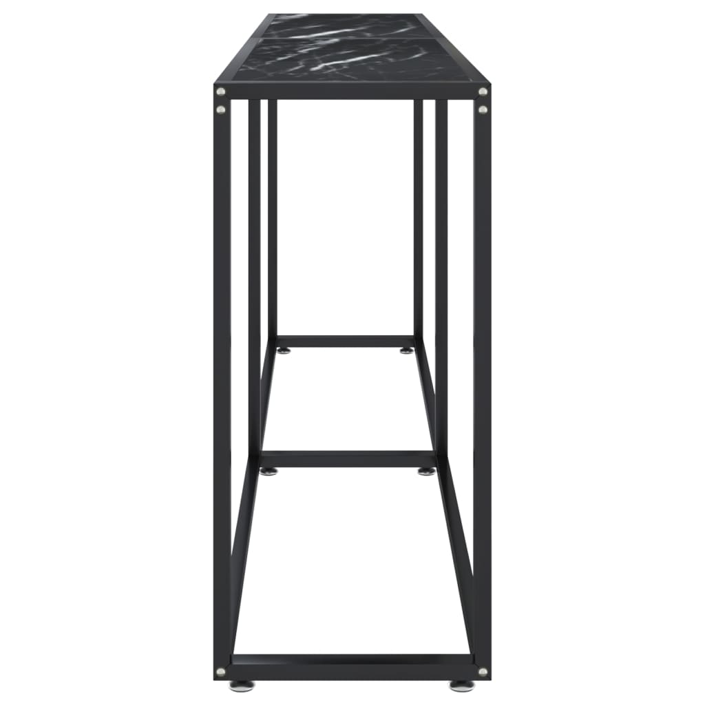 Table console Marbre noir 180x35x75,5 cm Verre trempé - XIOS