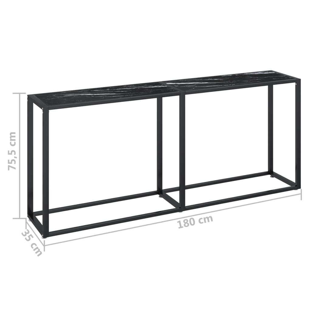 Table console Marbre noir 180x35x75,5 cm Verre trempé - XIOS