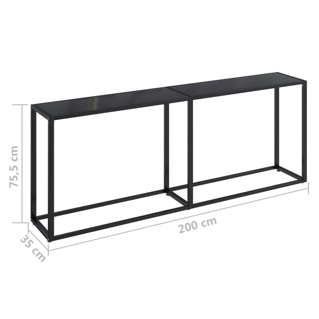 Table console Noir 200x35x75,5 cm Verre trempé - XIOS