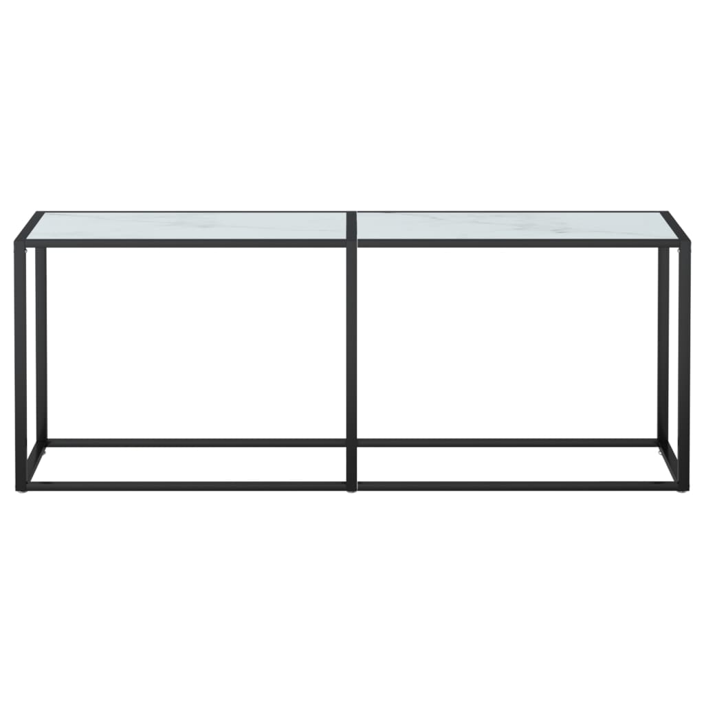 Table console Marbre blanc 200x35x75,5 cm Verre trempé - XIOS