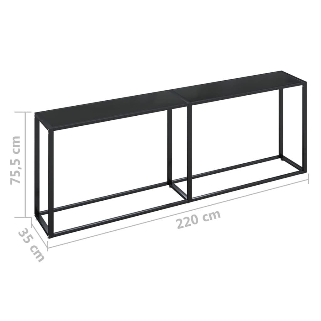 Table console Noir 220x35x75,5 cm Verre trempé Tables d'appoint vidaXL