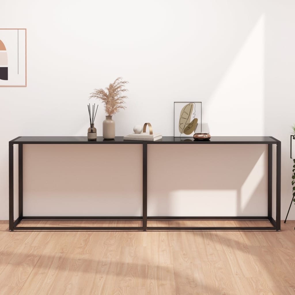 Table console Noir 220x35x75,5 cm Verre trempé Tables d'appoint vidaXL