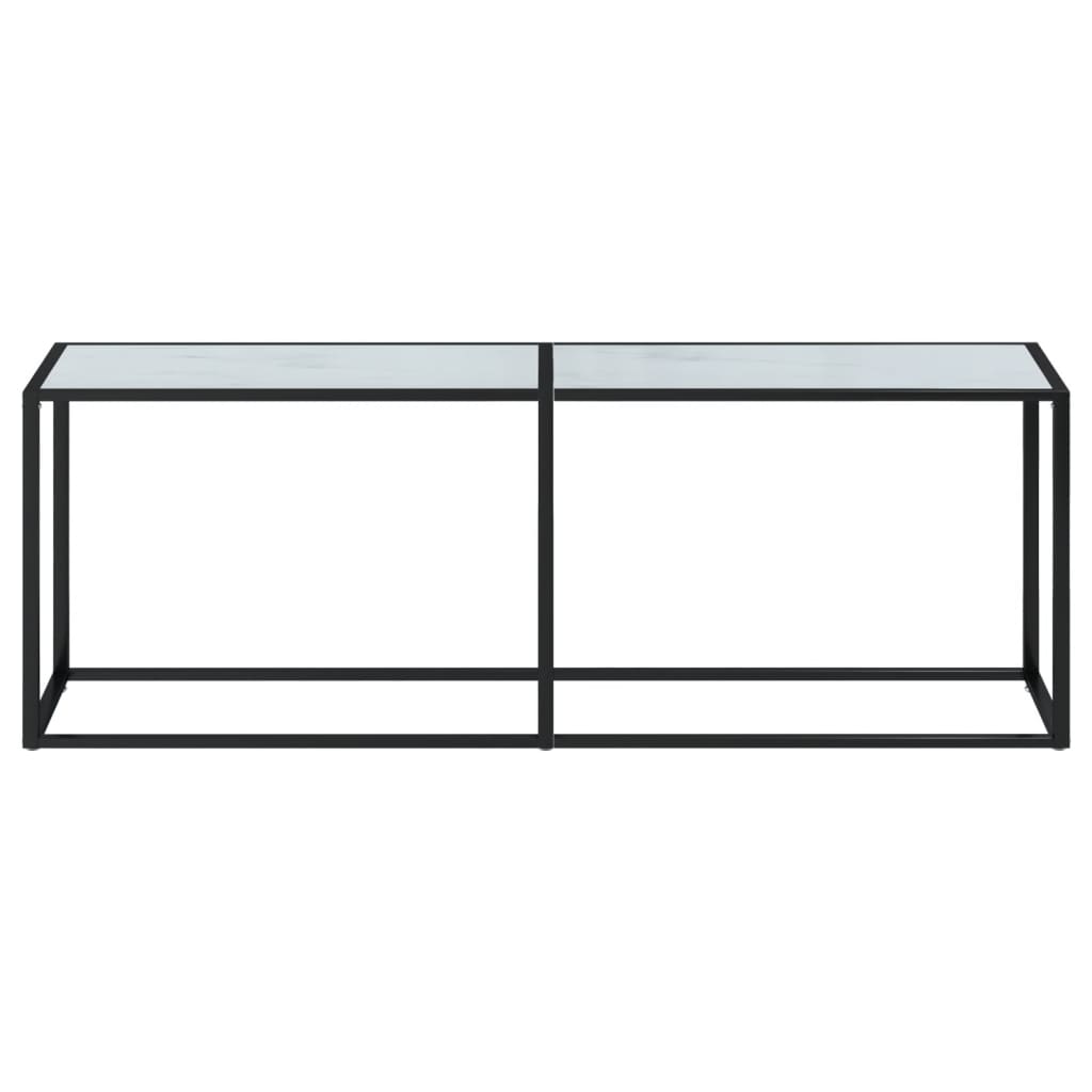 Table console Marbre blanc 220x35x75,5 cm Verre trempé - XIOS
