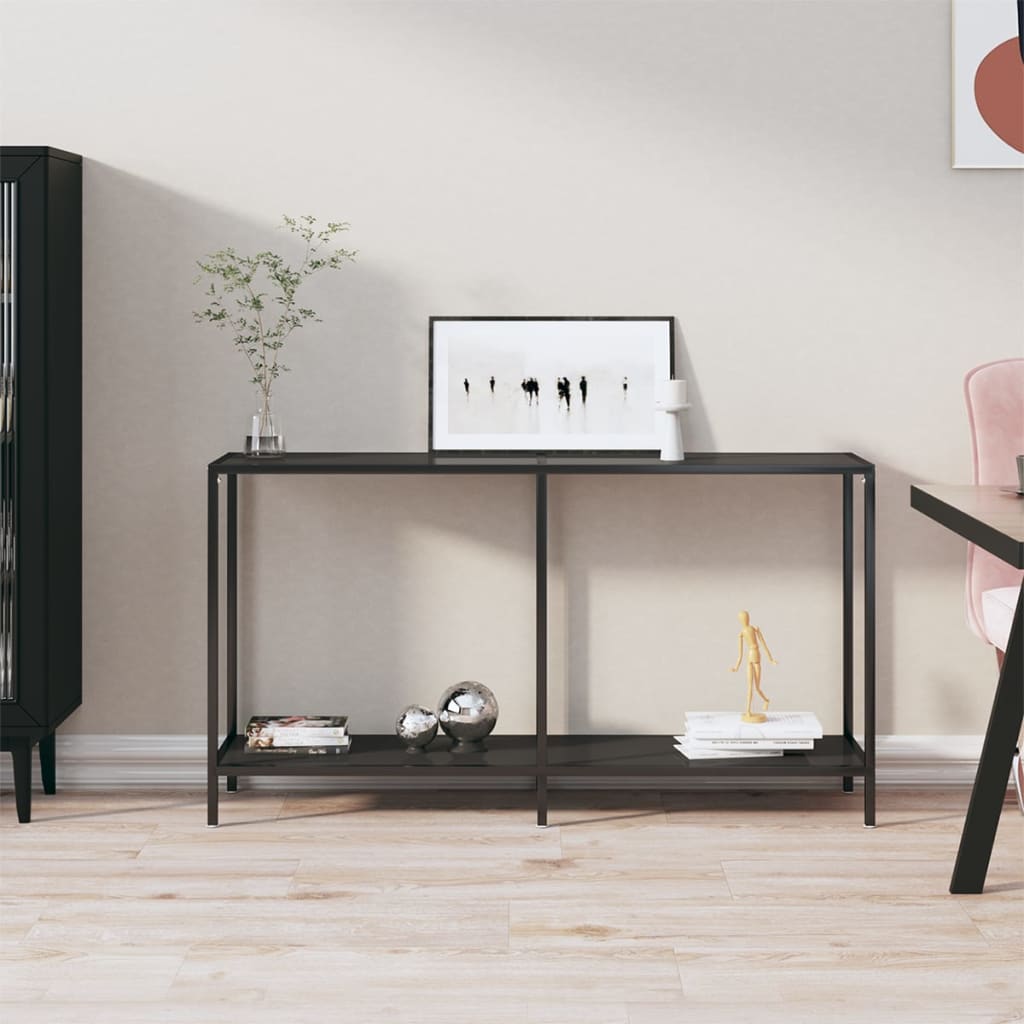 Table console Noir 140x35x75,5 cm Verre trempé XIOS