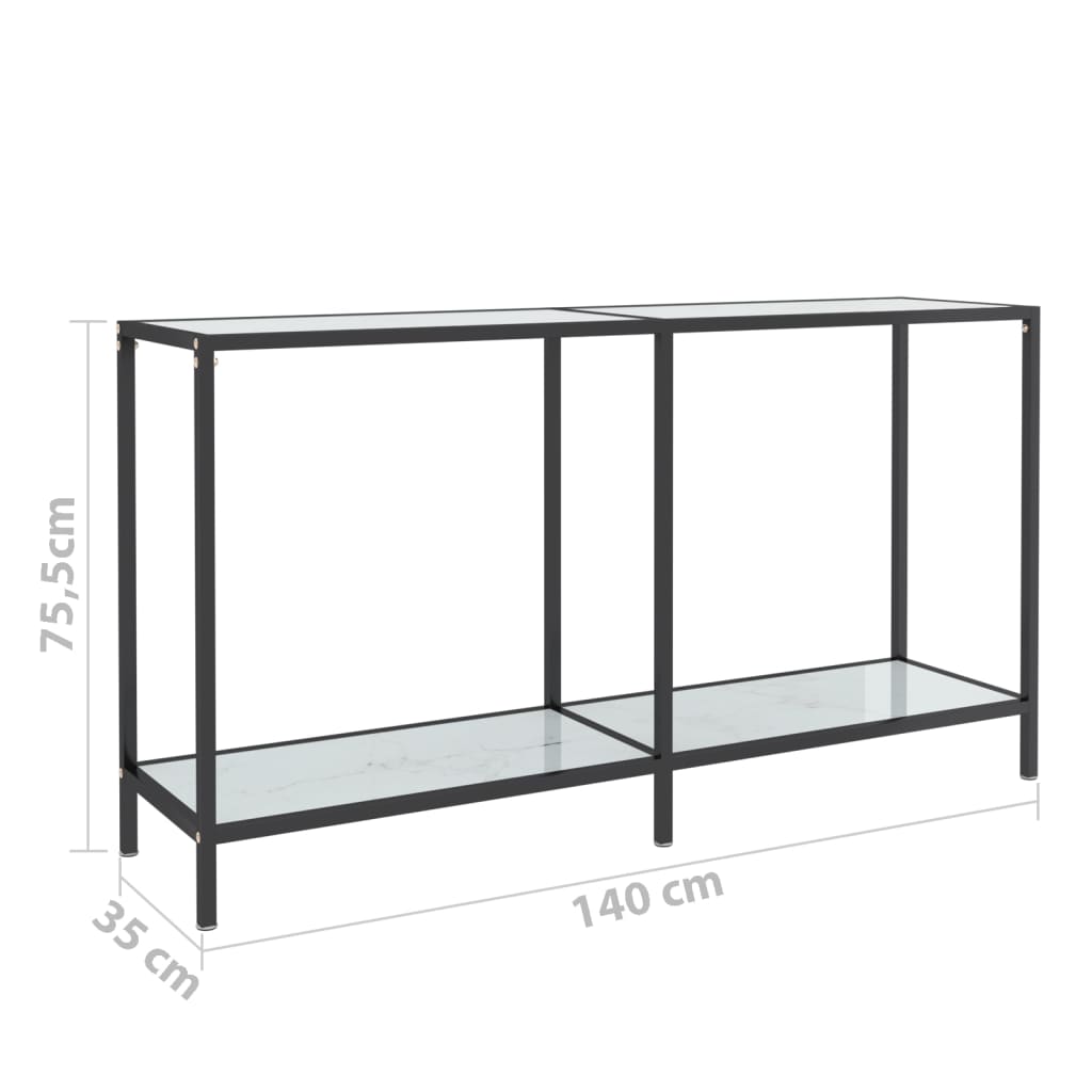 Table console Blanc 140x35x75,5 cm Verre trempé - XIOS