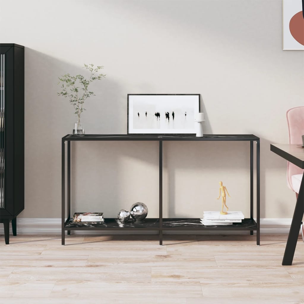 Table console Noir 140x35x75,5 cm Verre trempé - XIOS