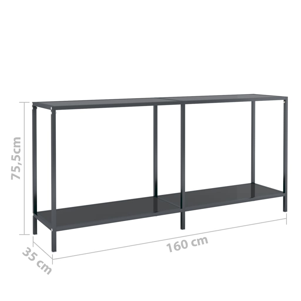 Table console Noir 160x35x75,5 cm Verre trempé - XIOS