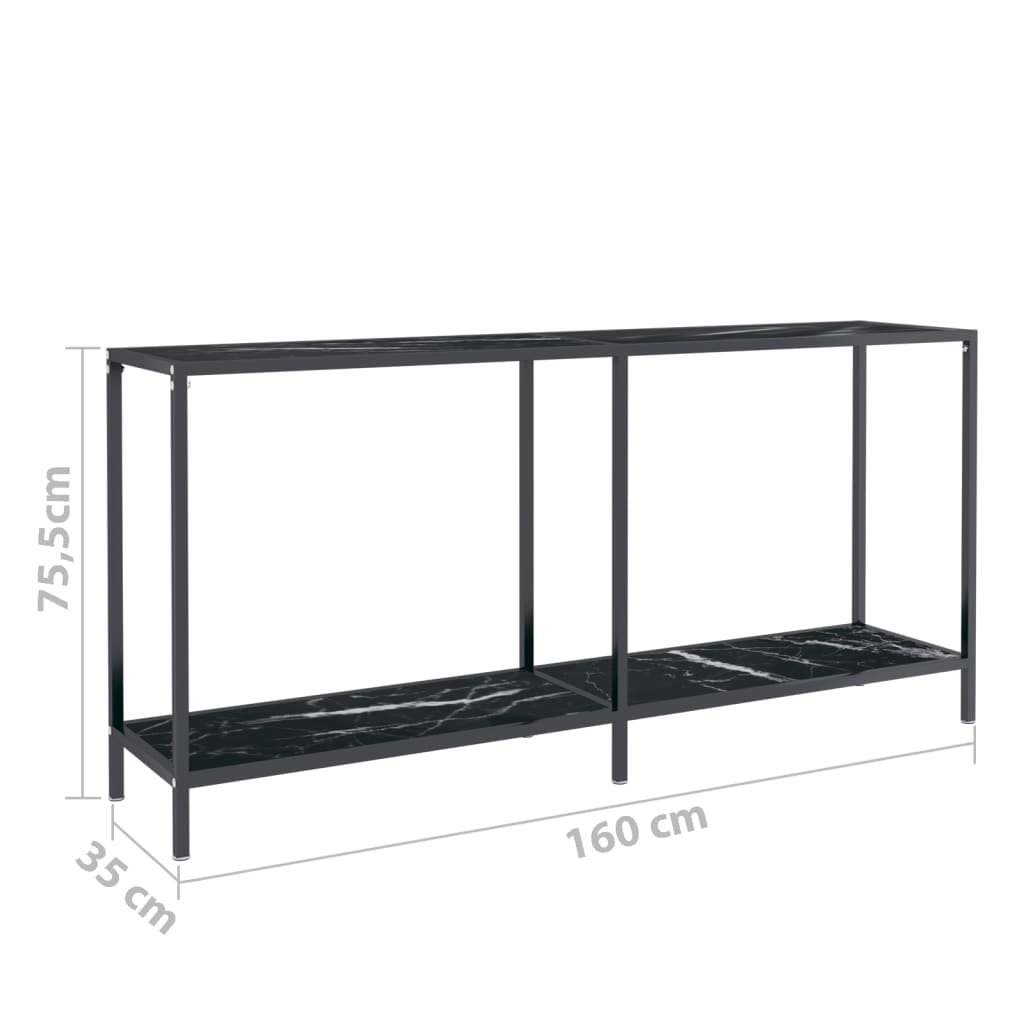 Table console Noir 160x35x75,5 cm Verre trempé - XIOS