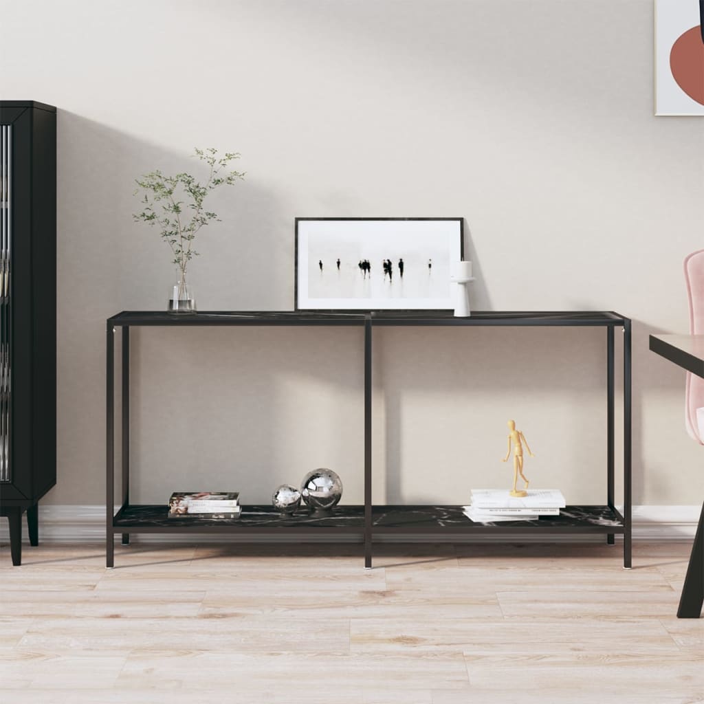 Table console Noir 160x35x75,5 cm Verre trempé - XIOS