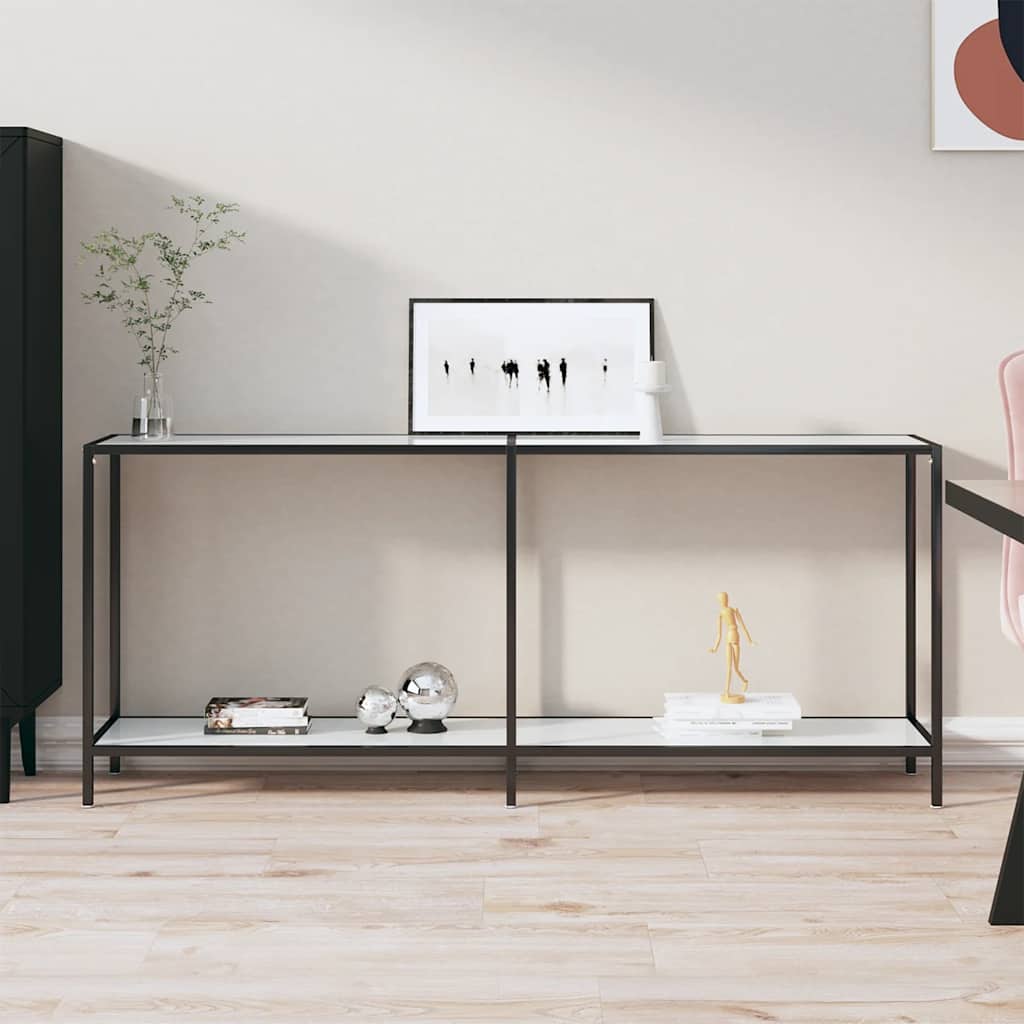 Table console Blanc 180x35x75,5 cm Verre trempé - XIOS