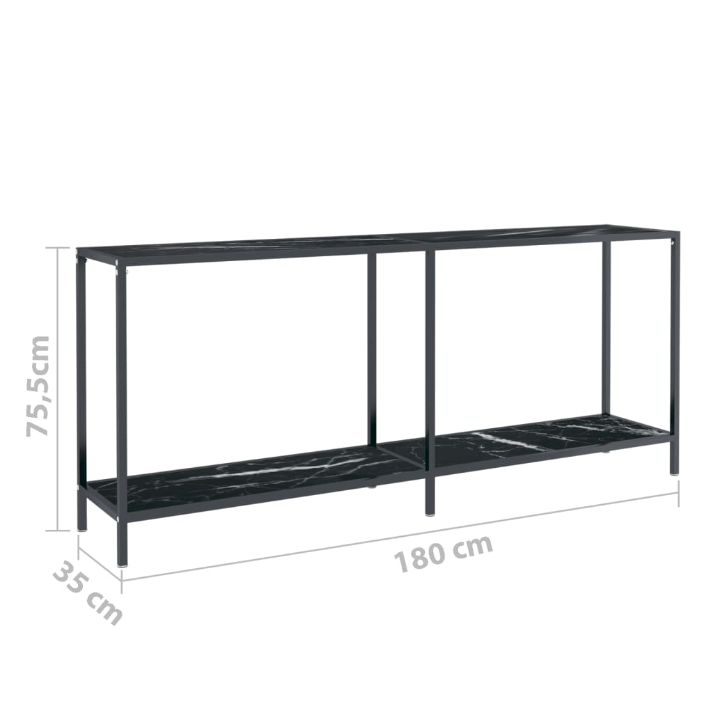 Table console Noir 180x35x75,5 cm Verre trempé - XIOS