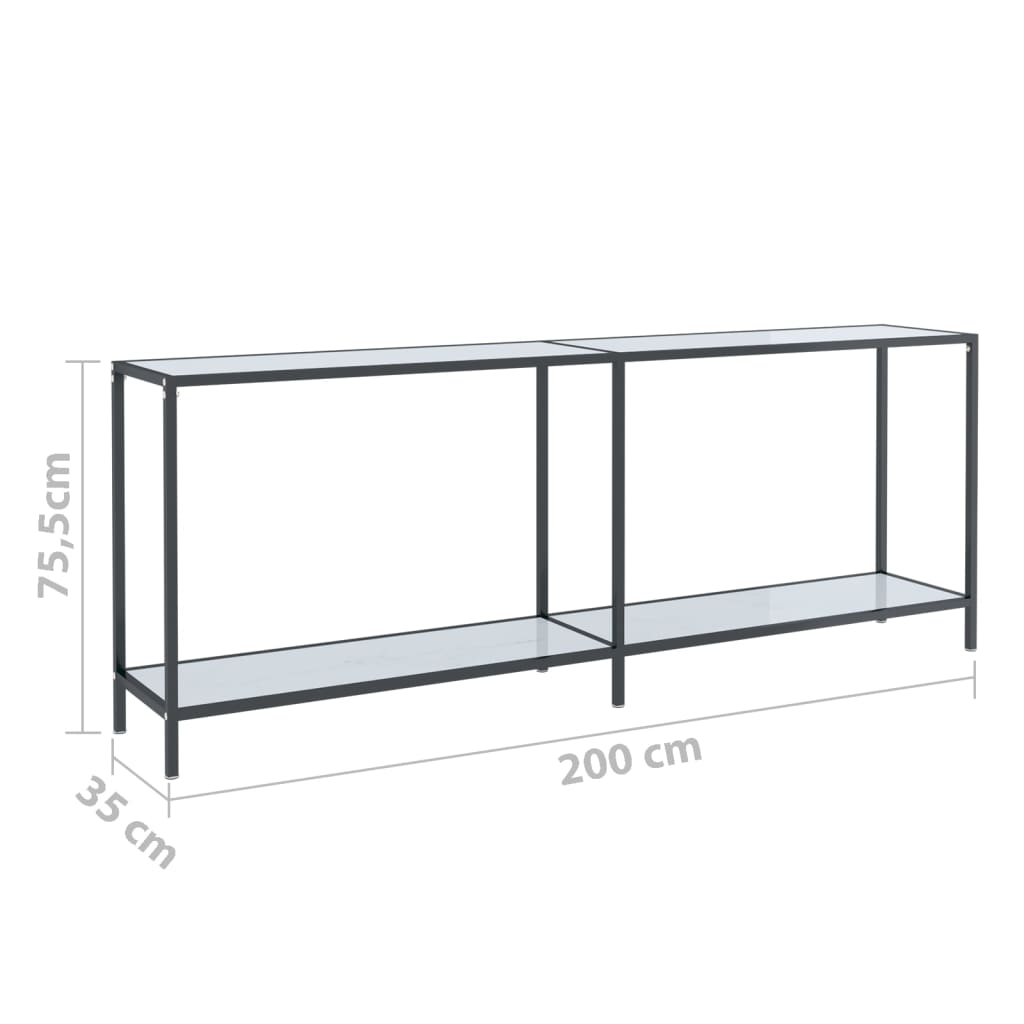 Table console Blanc 200x35x75,5 cm Verre trempé - XIOS