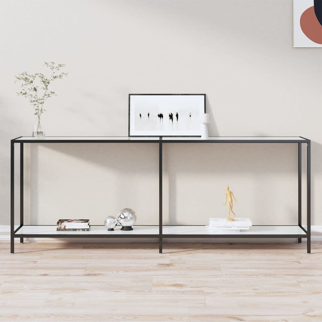 Table console Blanc 200x35x75,5 cm Verre trempé - XIOS