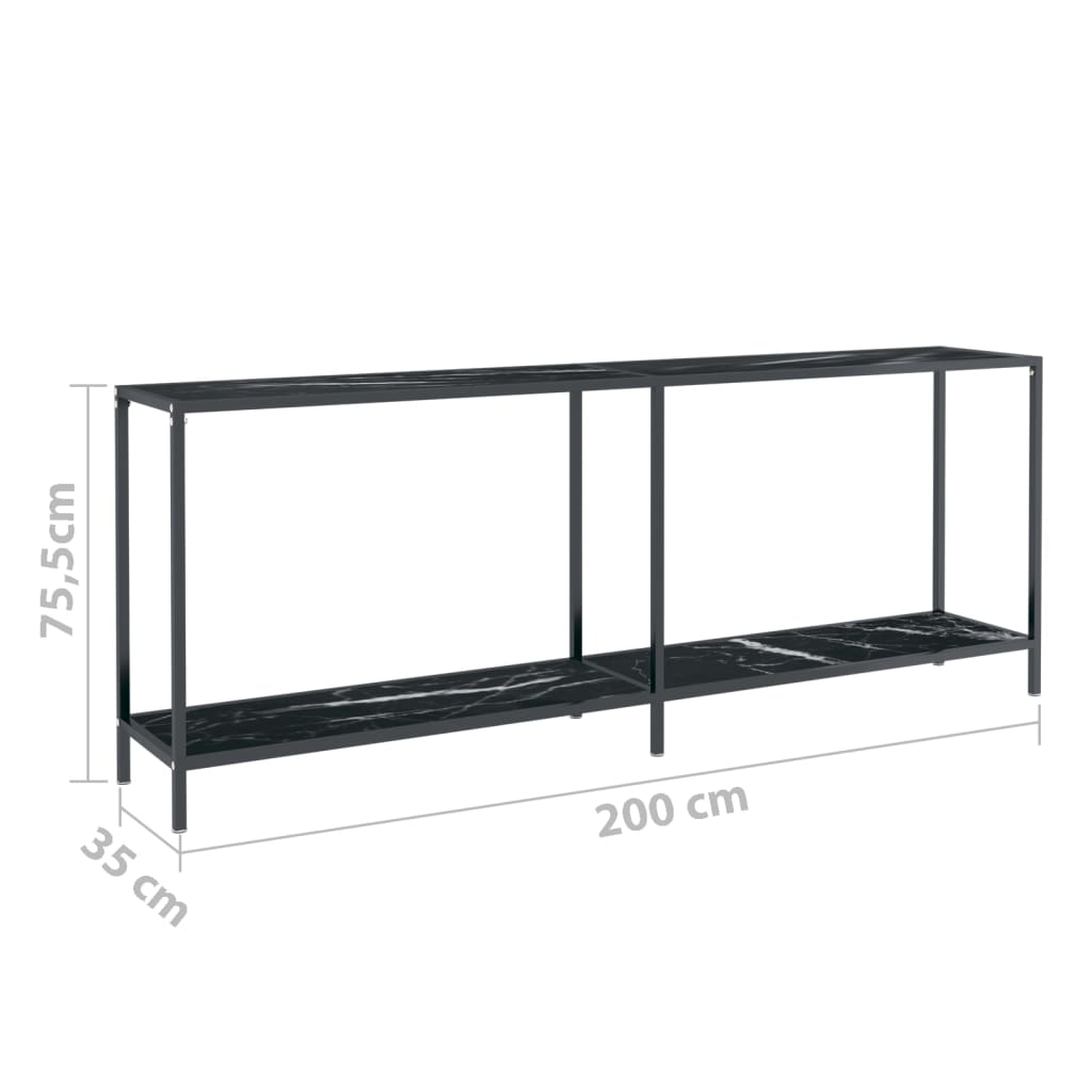 Table console Noir 200x35x75,5 cm Verre trempé - XIOS