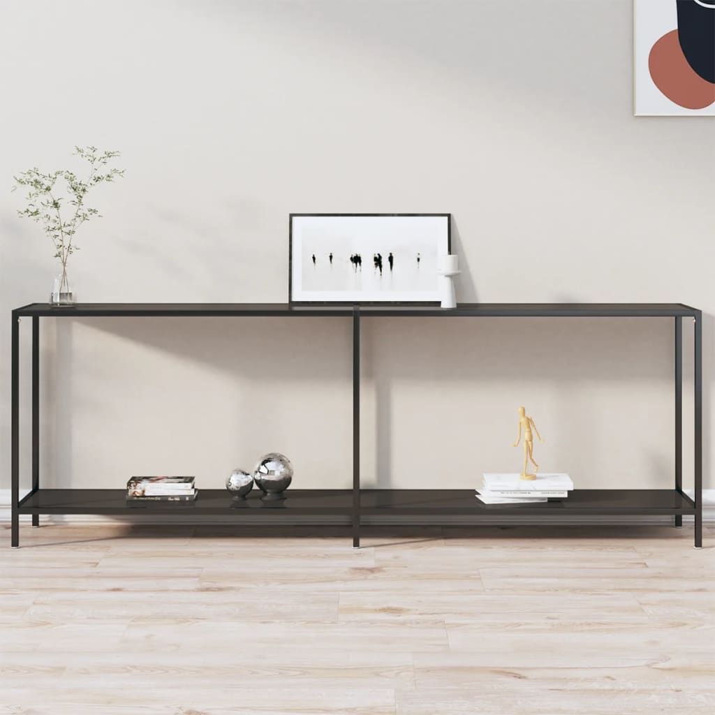 Table console Noir 220x35x75,5 cm Verre trempé - XIOS