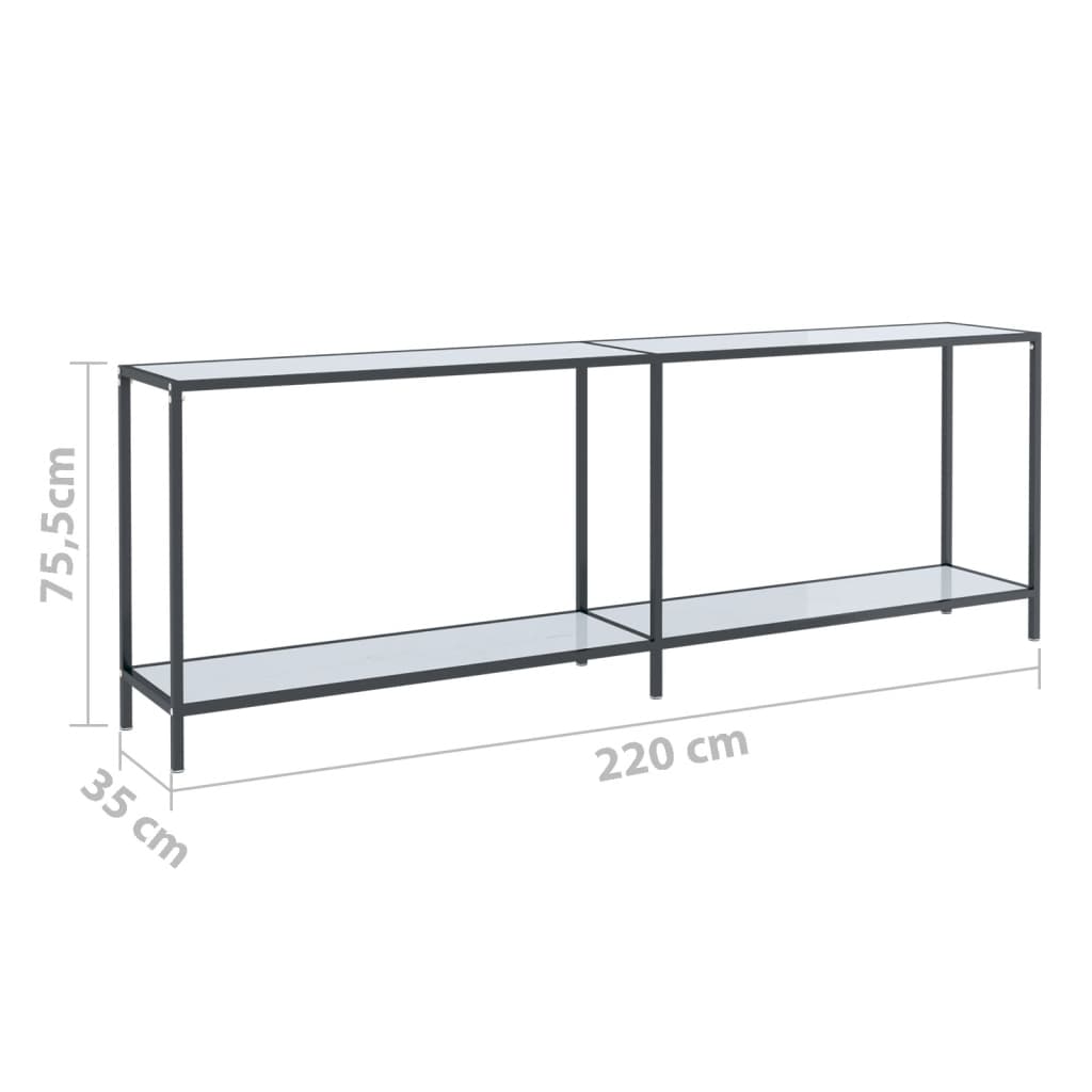 Table console Blanc 220x35x75,5 cm Verre trempé - XIOS