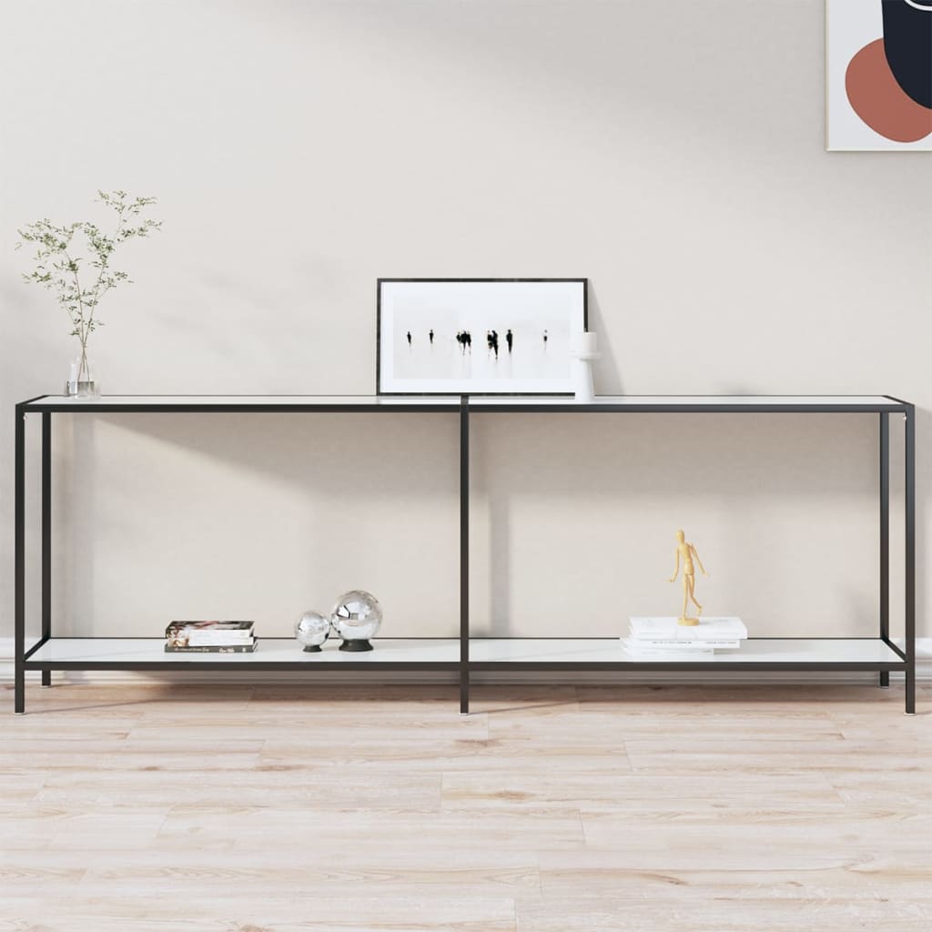 Table console Blanc 220x35x75,5 cm Verre trempé - XIOS