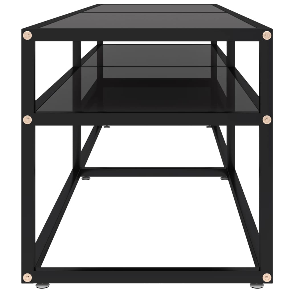 Meuble TV noir 160x40x40,5 cm verre trempé - XIOS