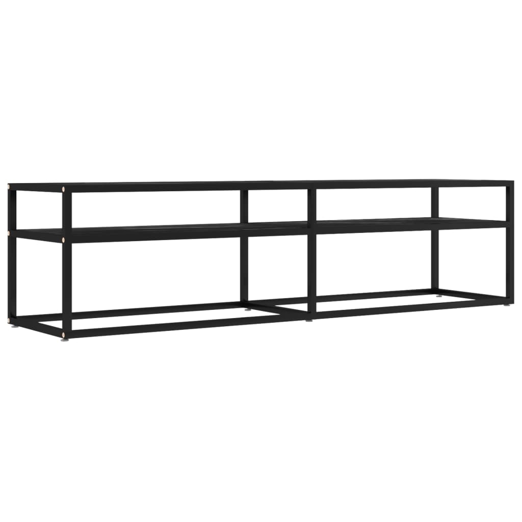 Meuble TV Marbre noir 160x40x40,5 cm Verre trempé Meubles TV vidaXL   