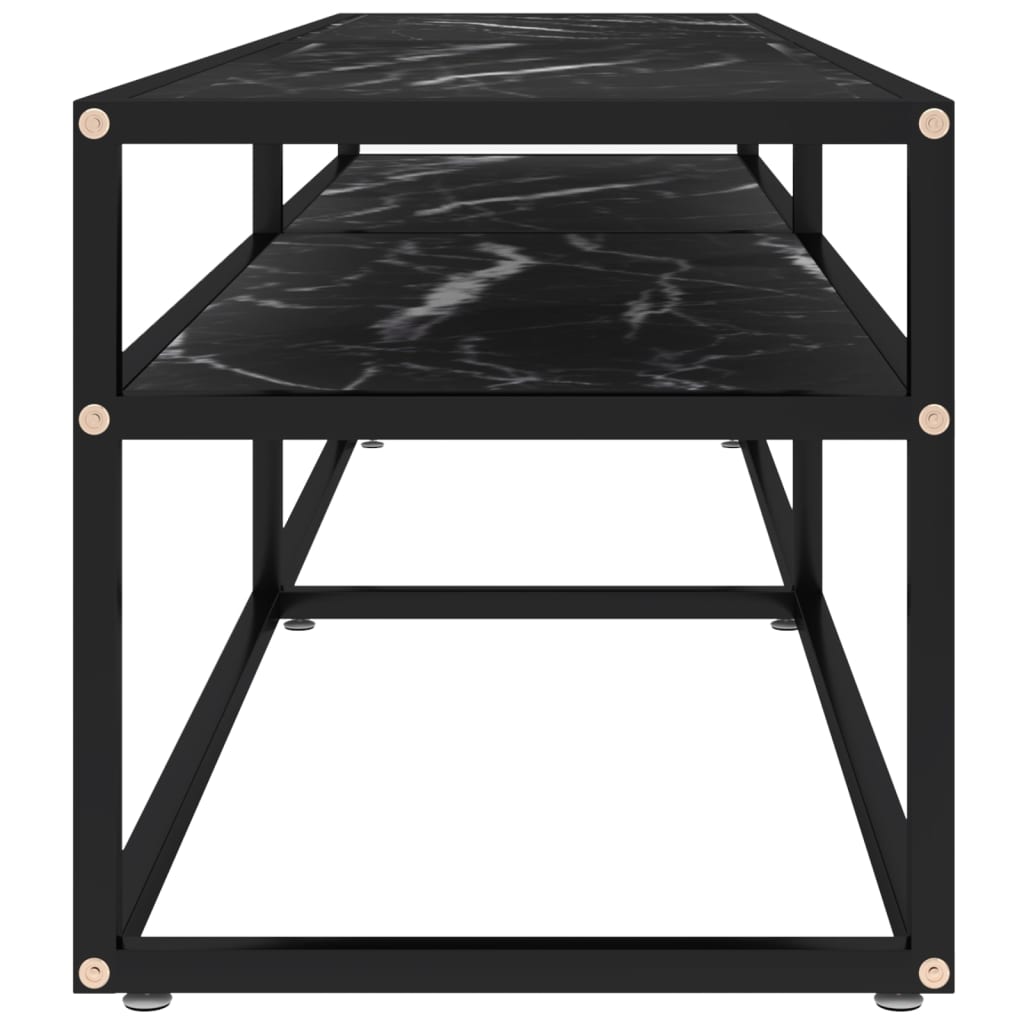 Meuble TV Marbre noir 160x40x40,5 cm Verre trempé Meubles TV vidaXL   