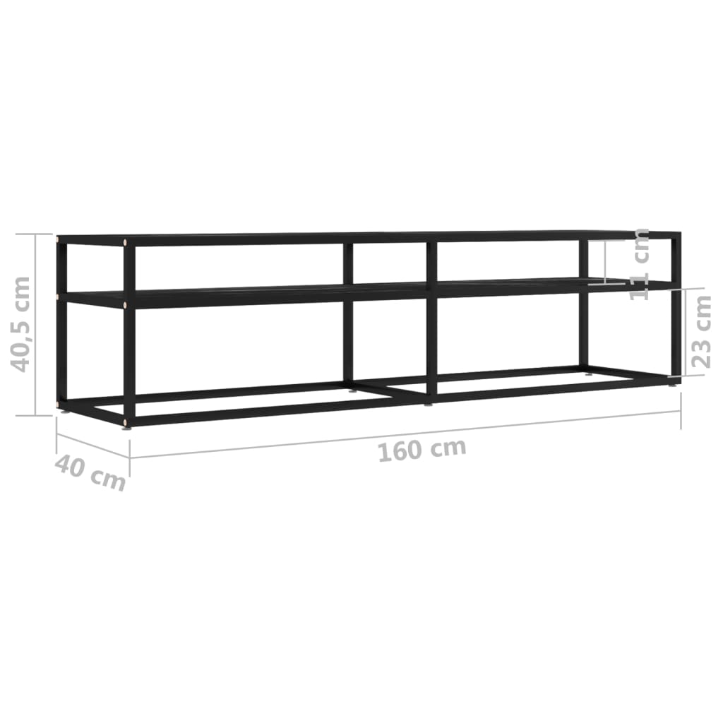 Meuble TV Marbre noir 160x40x40,5 cm Verre trempé Meubles TV vidaXL   