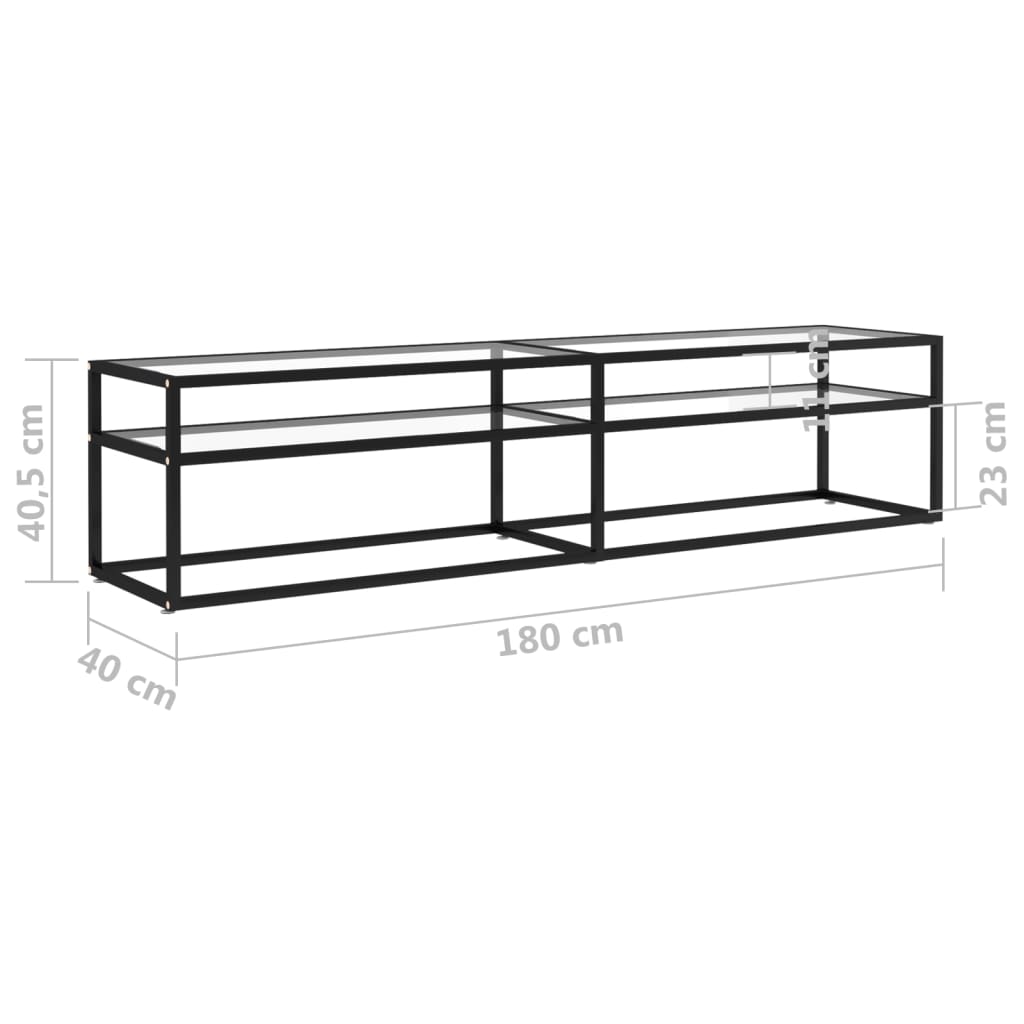 Meuble TV Transparent 180x40x40,5 cm Verre trempé - XIOS