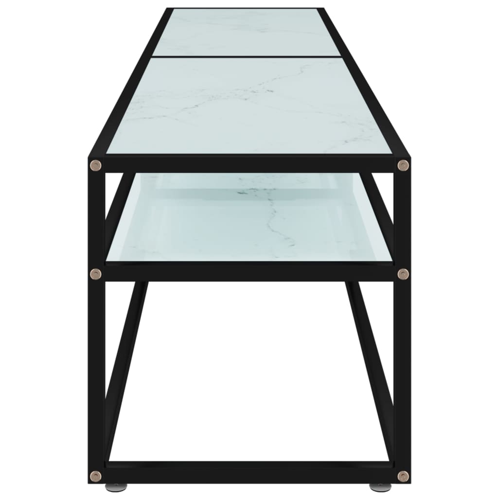 Meuble TV Marbre blanc 180x40x40,5 cm Verre trempé Meubles TV vidaXL   