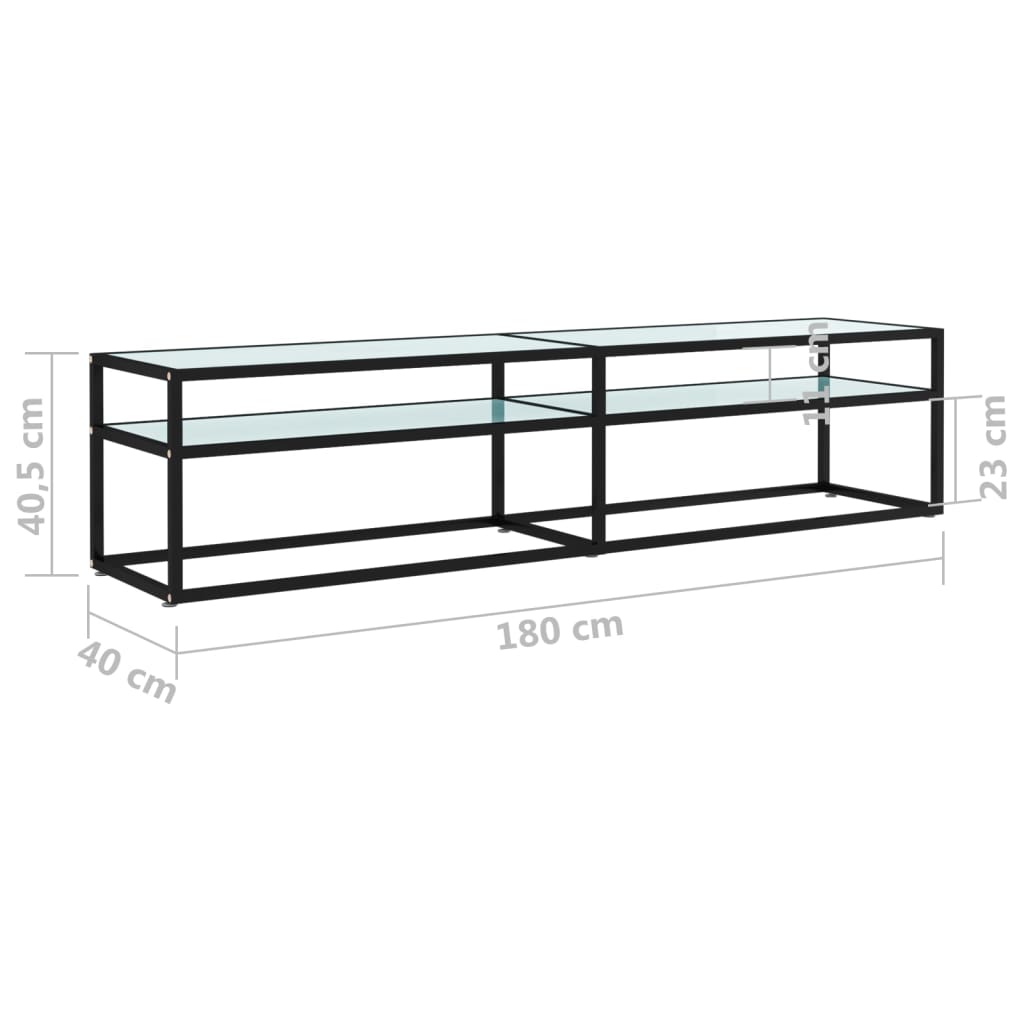 Meuble TV Marbre blanc 180x40x40,5 cm Verre trempé Meubles TV vidaXL   
