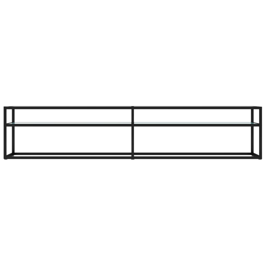 Meuble TV Marbre blanc 200x40x40,5 cm Verre trempé Meubles TV vidaXL   