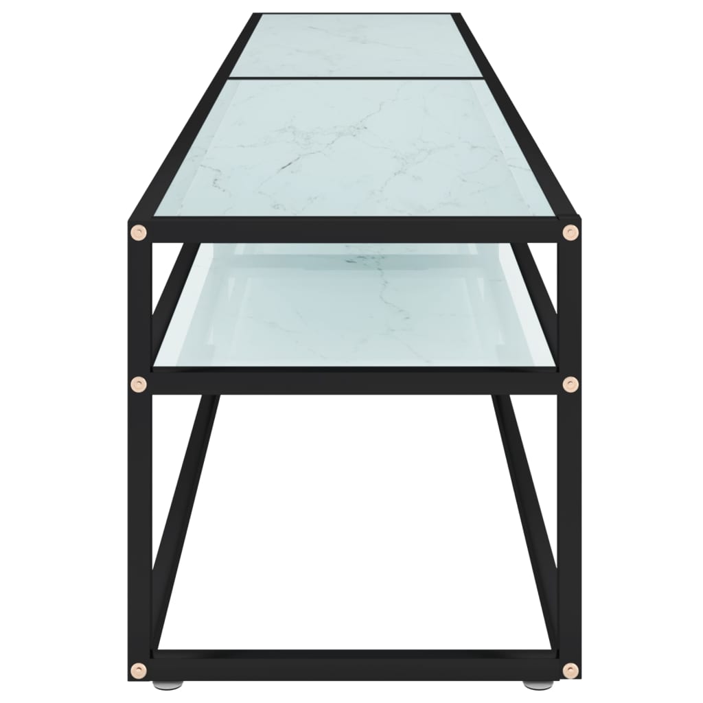 Meuble TV Marbre blanc 200x40x40,5 cm Verre trempé Meubles TV vidaXL   