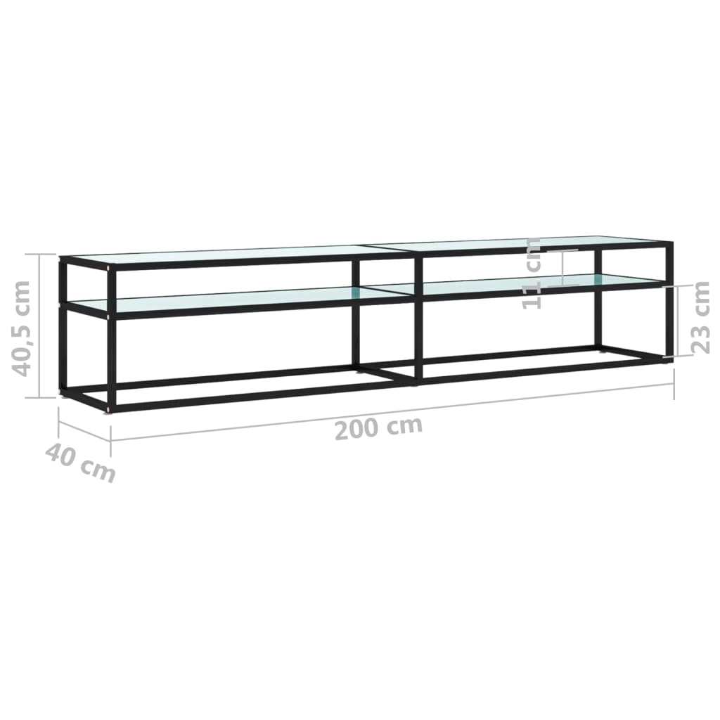 Meuble TV Marbre blanc 200x40x40,5 cm Verre trempé Meubles TV vidaXL   