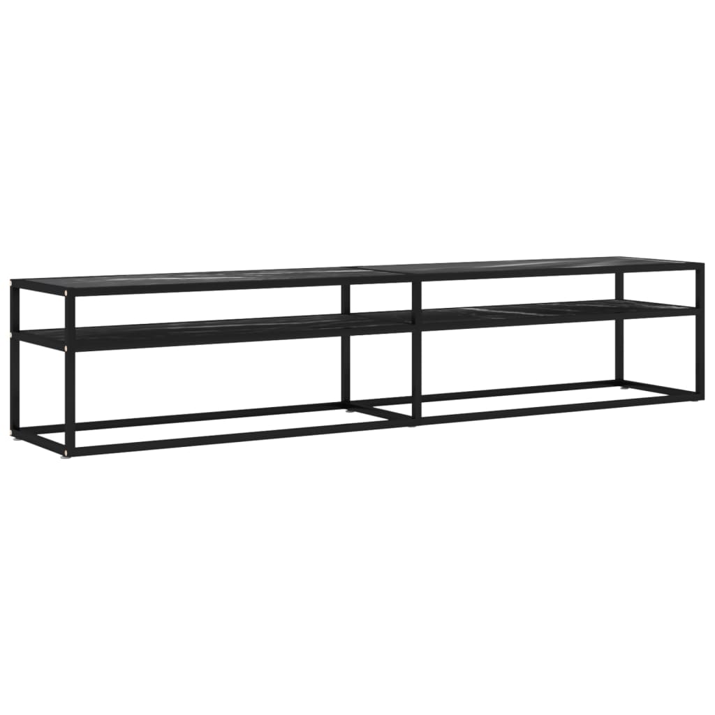 Meuble TV marbre noir 200x40x40,5 cm verre trempé Meubles TV vidaXL   