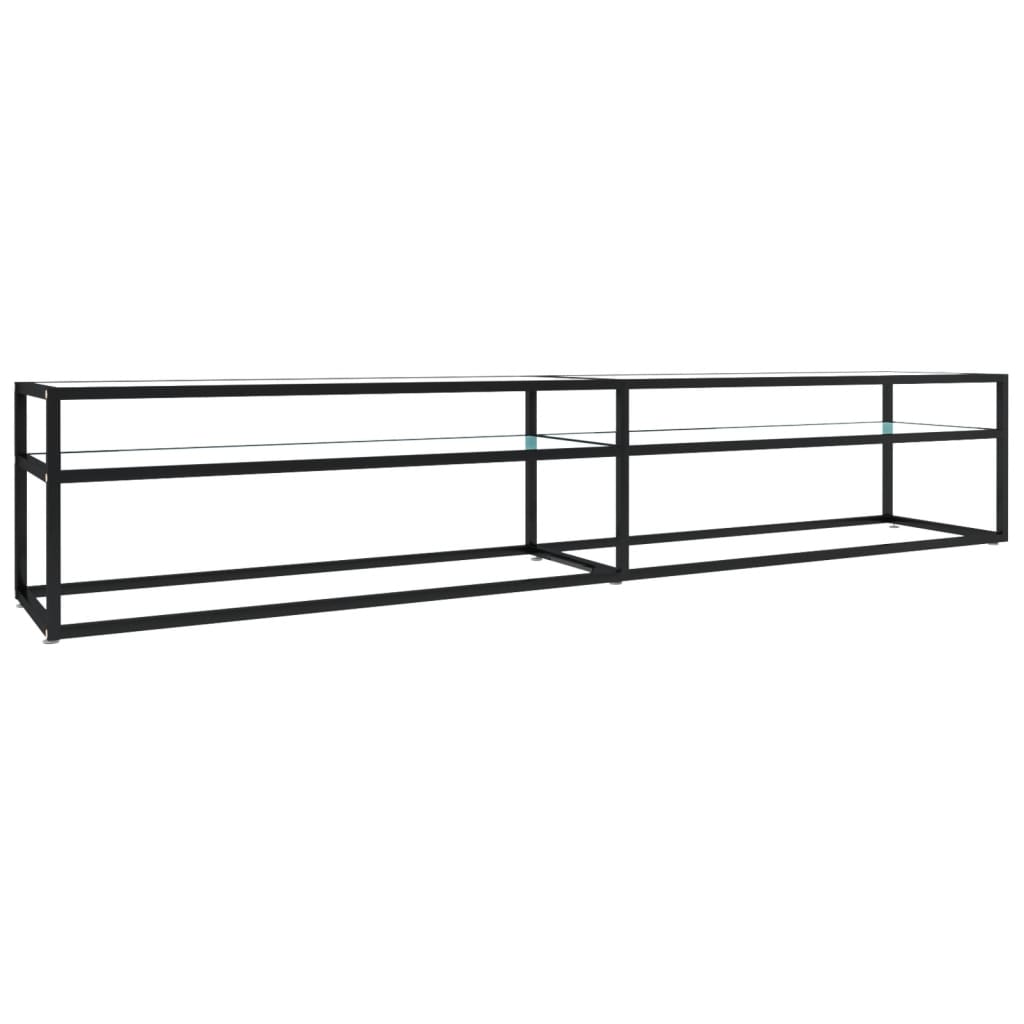 Meuble TV Marbre blanc 220x40x40,5 cm Verre trempé Meubles TV vidaXL   