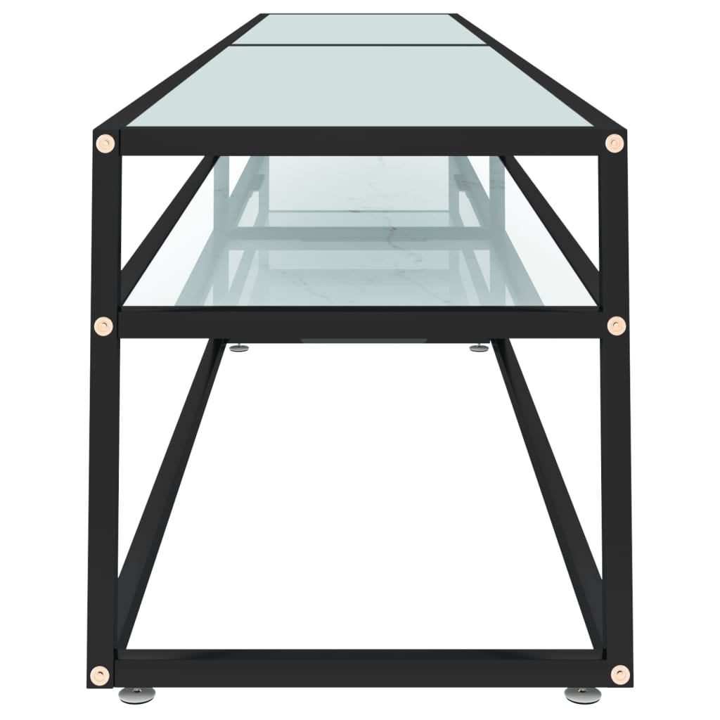 Meuble TV Marbre blanc 220x40x40,5 cm Verre trempé Meubles TV vidaXL   