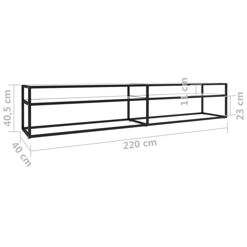 Meuble TV Marbre blanc 220x40x40,5 cm Verre trempé Meubles TV vidaXL   