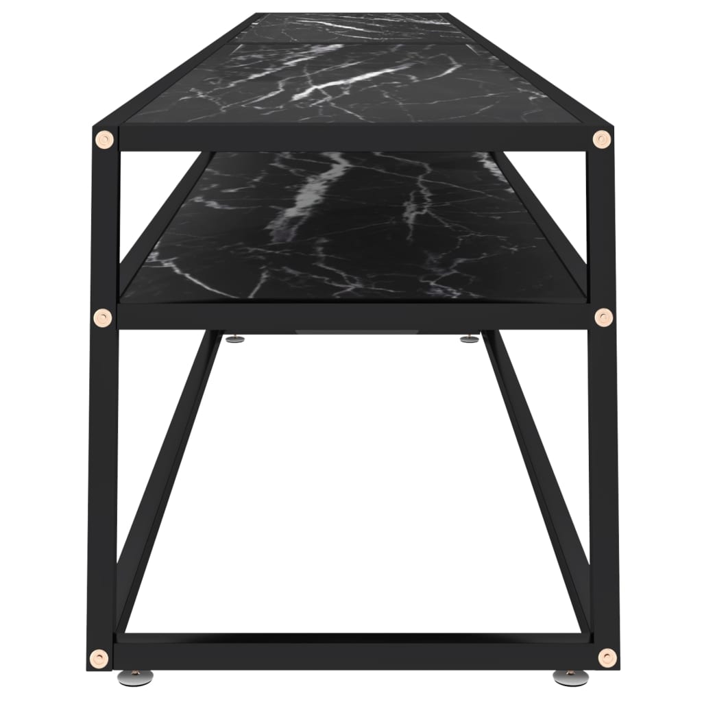 Meuble TV Marbre noir 220x40x40,5 cm Verre trempé Meubles TV vidaXL   