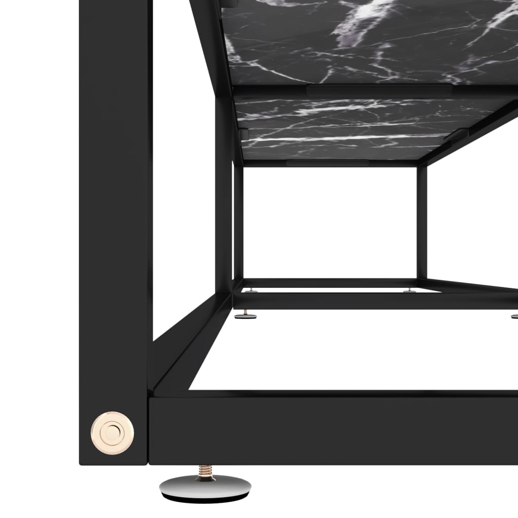 Meuble TV Marbre noir 220x40x40,5 cm Verre trempé Meubles TV vidaXL   