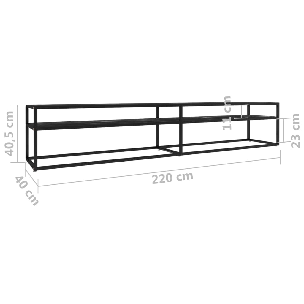 Meuble TV Marbre noir 220x40x40,5 cm Verre trempé Meubles TV vidaXL   