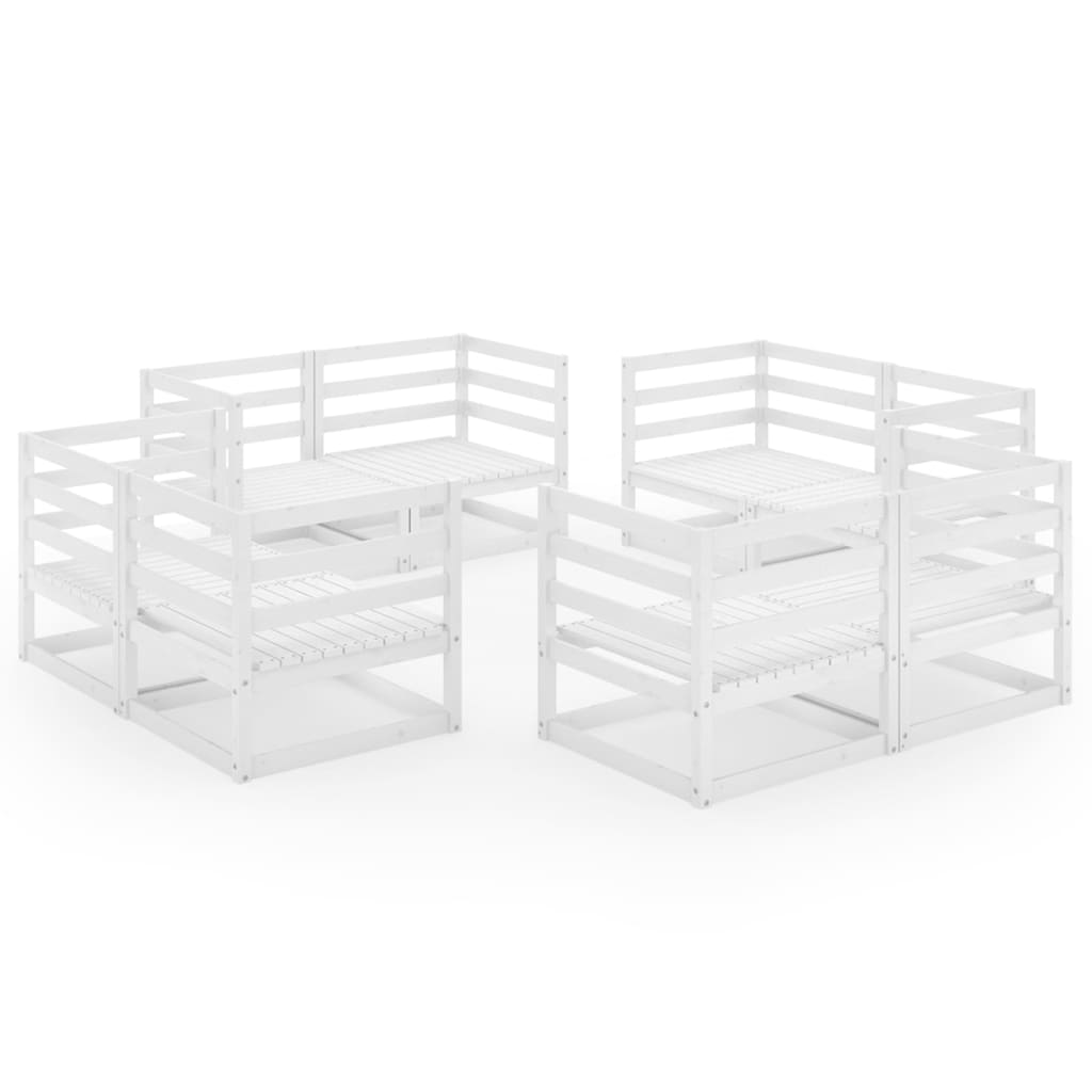 Salon de jardin 8 pcs Blanc Bois de pin massif
