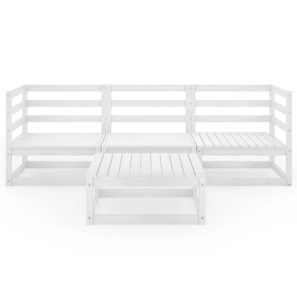 Salon de jardin 4 pcs Blanc Bois de pin massif