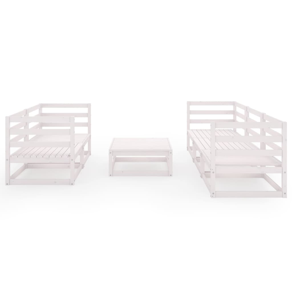 Salon de jardin 6 pcs Blanc Bois de pin massif