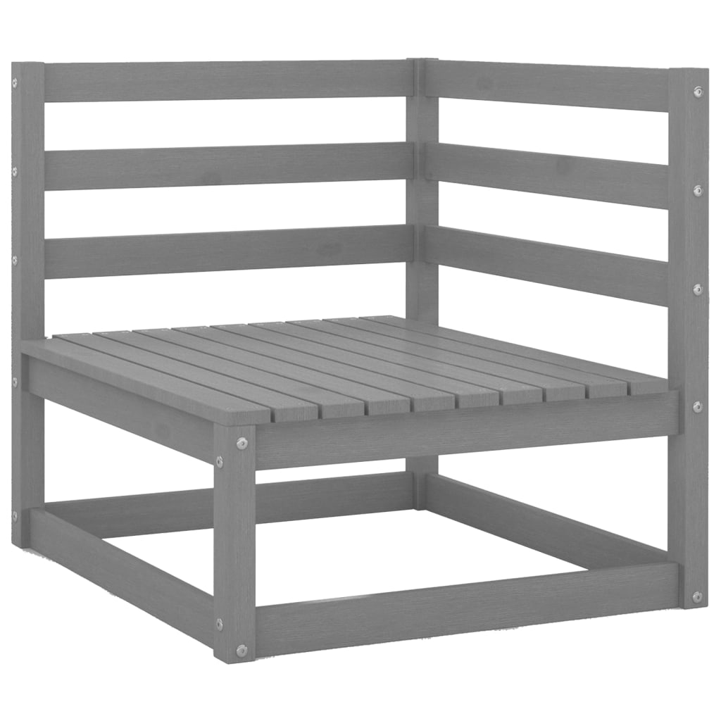 Salon de jardin 6 pcs gris bois de pin massif