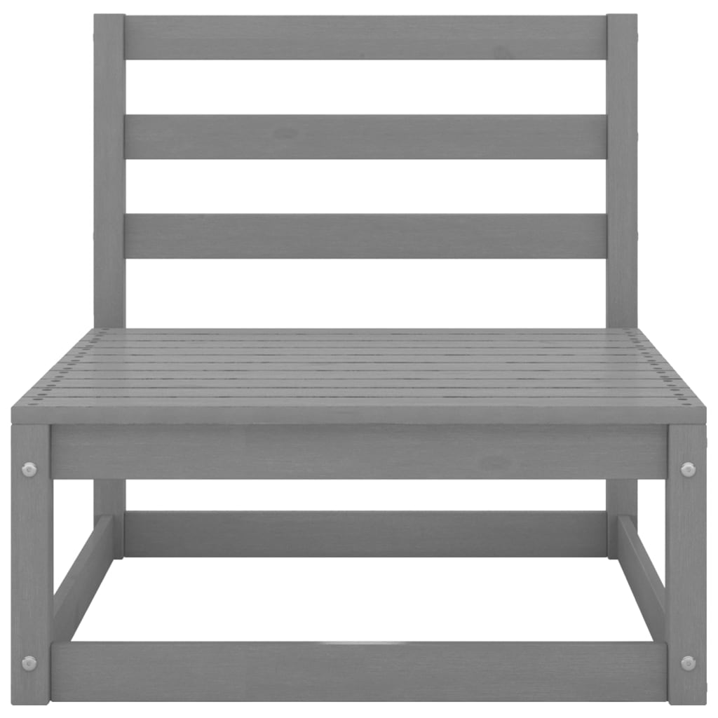 Salon de jardin 6 pcs gris bois de pin massif